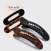 Black & Tort Flat Lay Claw Clips 2pc Set