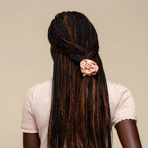 Terracotta Rosette Ruched Satin Scrunchies