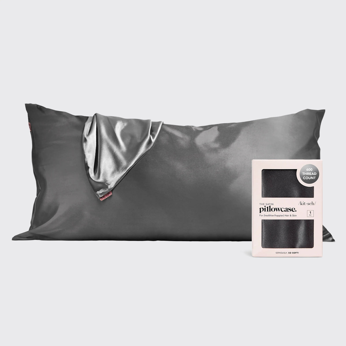Satin Pillowcase in Charcoal 2 Pack - King