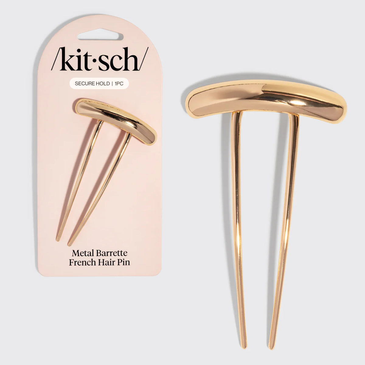 Gold Metal Barrette French Hair Pin - Mini