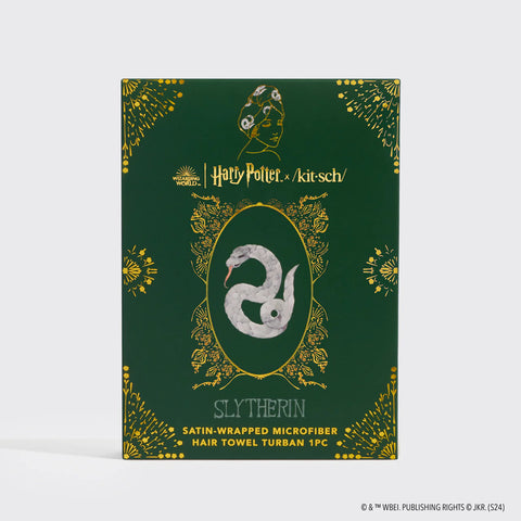 Kitsch x Harry Potter Satin Wrapped Hair Towel in Slytherin