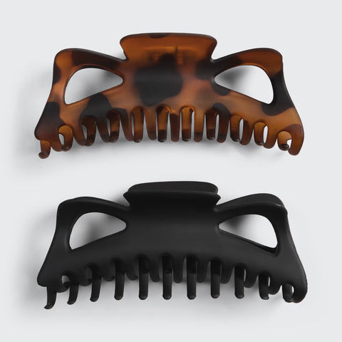 Black & Tort Classic Claw Clips 2pc Set - Jumbo