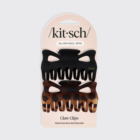 Black & Tort Claw Clips 2pc Set - Large