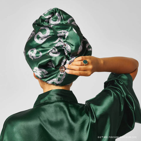 Kitsch x Harry Potter Satin Wrapped Hair Towel in Slytherin
