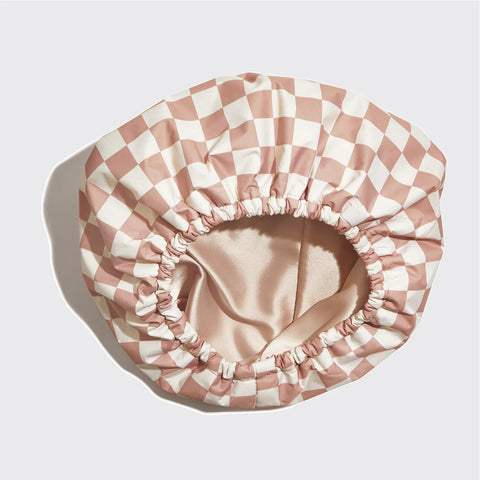 Satin Lined Flexi Shower Cap + Blush Oversized Satin Bonnet Bundle