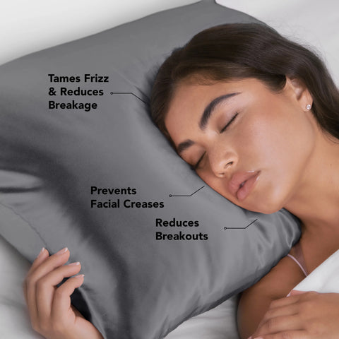 Satin Pillowcase in Charcoal 4 Pack